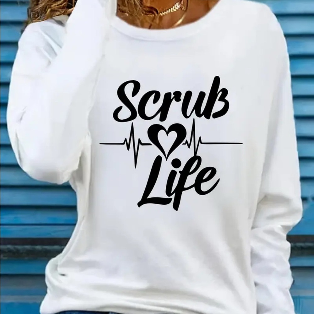 White 'Scrub Life' Women's Top new in package